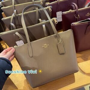 NWT COACH Fiona Zip Tote Bag In Signature Canvas CW395, Dark Stone